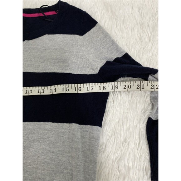 JCP Pullover Sweater Top Womens Size M Black Striped Cashmere Blend Sleeve 3/4 - Picture 11 of 14